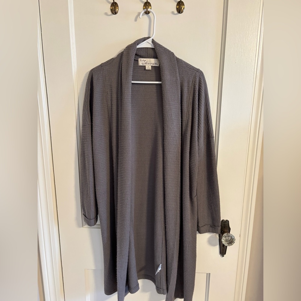 Vintage Havana Gray Long Open-Front Cardigan